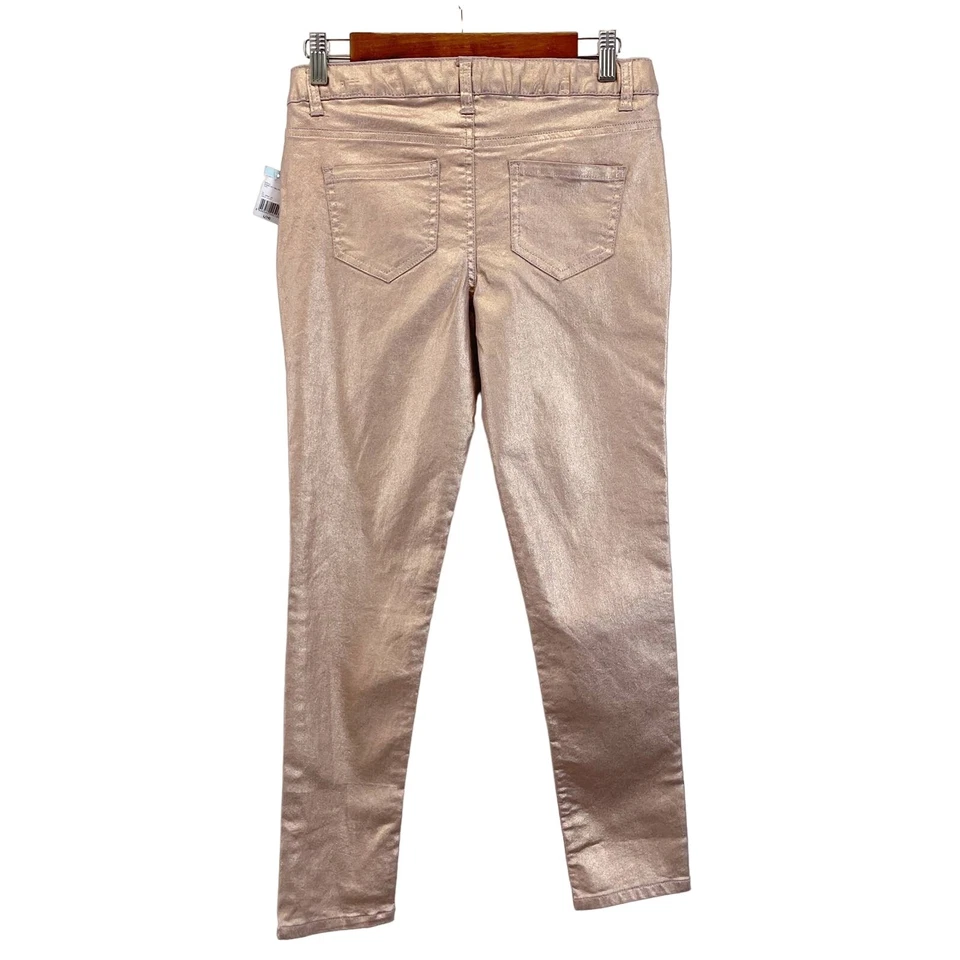 NUEVO CRB Niña Brillante Sarga Pantalón Jeans Rosa Codorniz Metálico Bling Elástico L (14) Foto 3 de 4