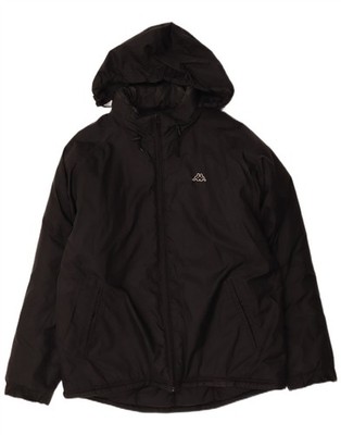 Kappa Mens Hooded Padded Jacket UK 40 Large Black Polyamide AW04