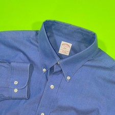 Brooks Brothers 346 Mens Non-Iron Button Down Shirt Blue 17-4/5 Long Sleeve