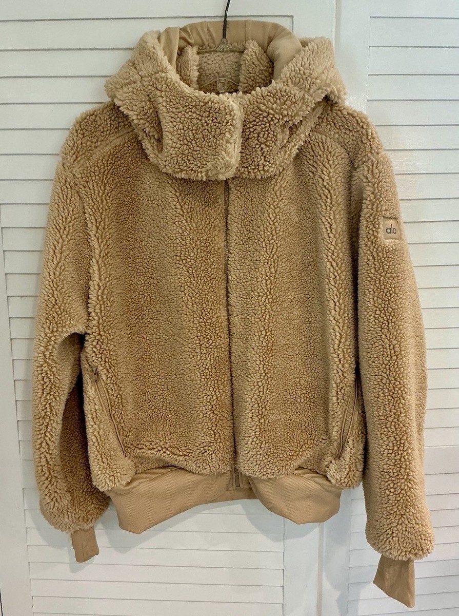 ALO Yoga Women's Foxy Sherpa Jacket Size Large Camel Removable