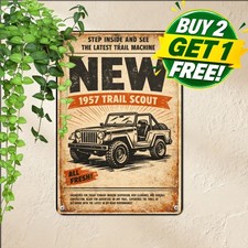 Vintage Jeep Sign 1955 Retro Metal Aluminum Auto Ad Wall Decor Plaque 20260312 1