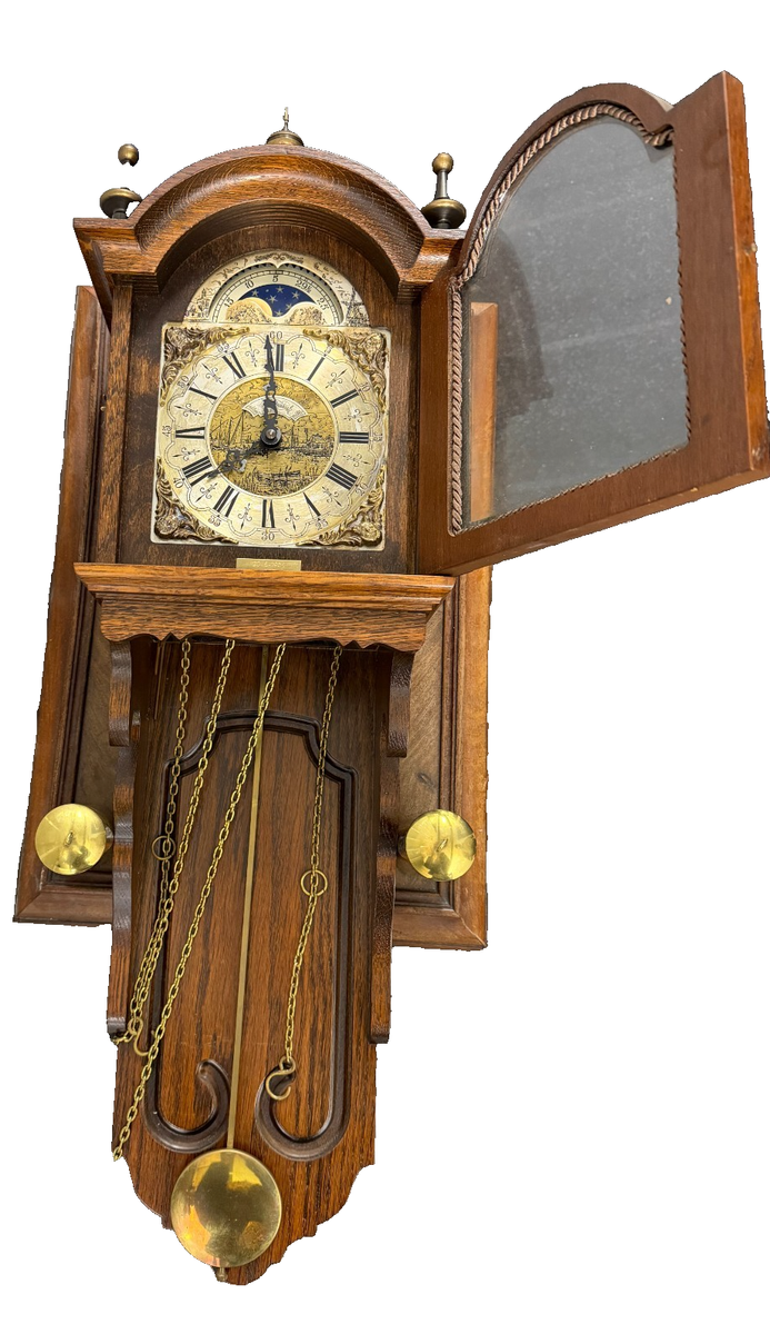 Vintage Warmink Wuba Dutch Wall Clock Moonphase 3 Weight