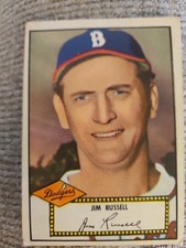 1952 Topps Set-Break # 51 Jim Russell VG-VGEX Corner Dings (black back) Brooklyn