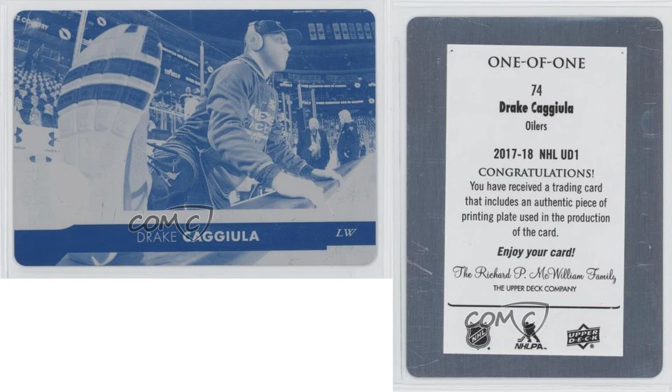 2017-18 Upper Deck Printing Plate Cyan 1/1 Drake Caggiula #74 a3q - Image 3 of 3
