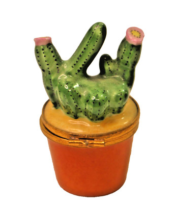 Artoria hand painted, limited edition Enamel Cactus w Snake  Limoges France Box