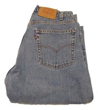Levis 505 Mens Blue Straight Jeans W33 32x30 USA Made