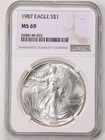 1987 $1 1oz Silver American Eagle MS69 NGC 6588149-022