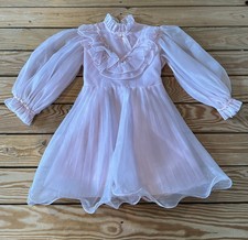 Vintage Union Made Merry Girl Girl s Chiffon Party Dress Size 6 Pink BY