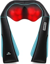 MagicMakers Electric Shiatsu Neck Massager with Heat - Pain Relief for Back, Sho