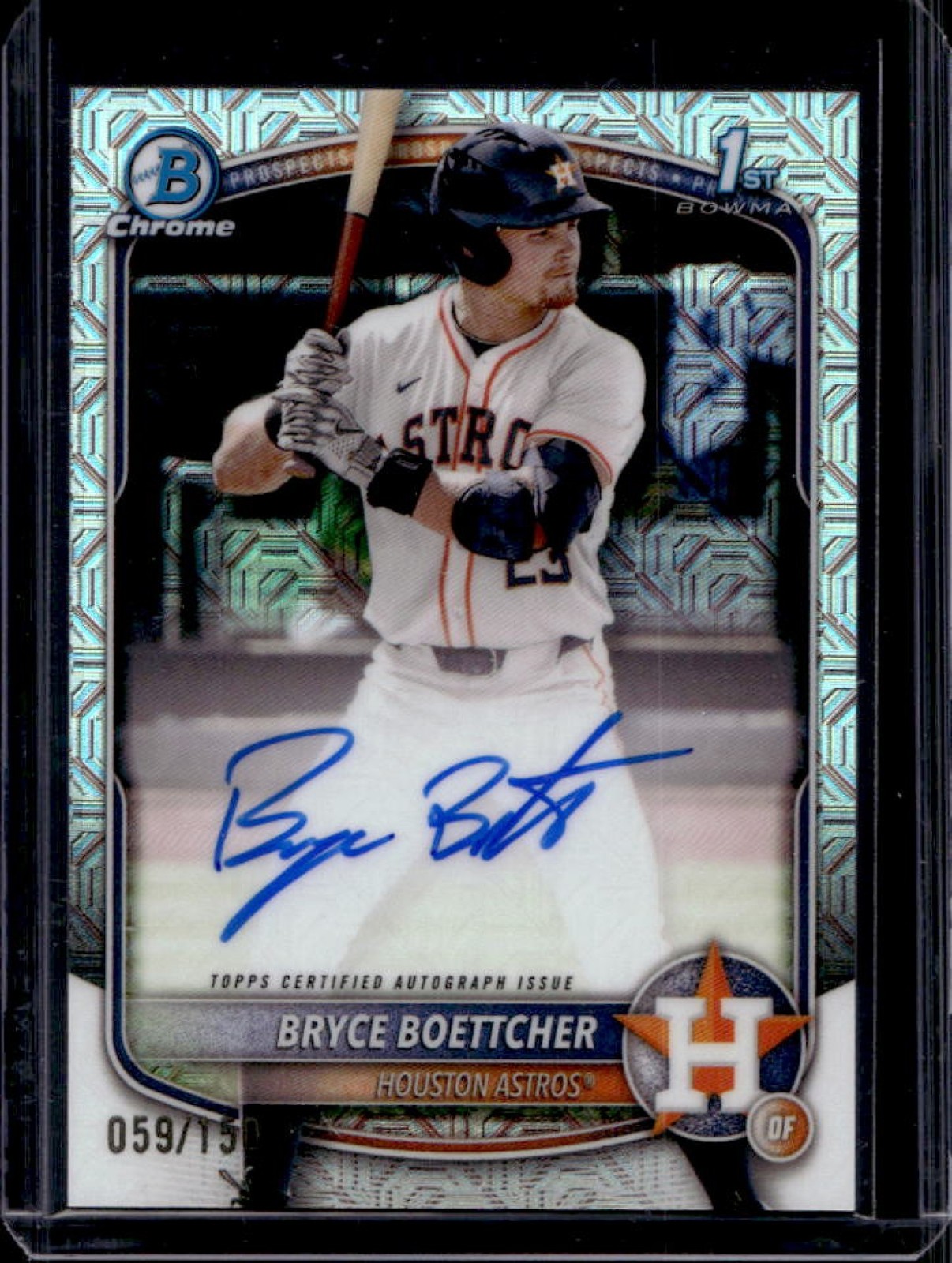 2025 Bowman Chrome Bryce Boettcher Auto HTA Choice Refractor 1st Prospect #/150