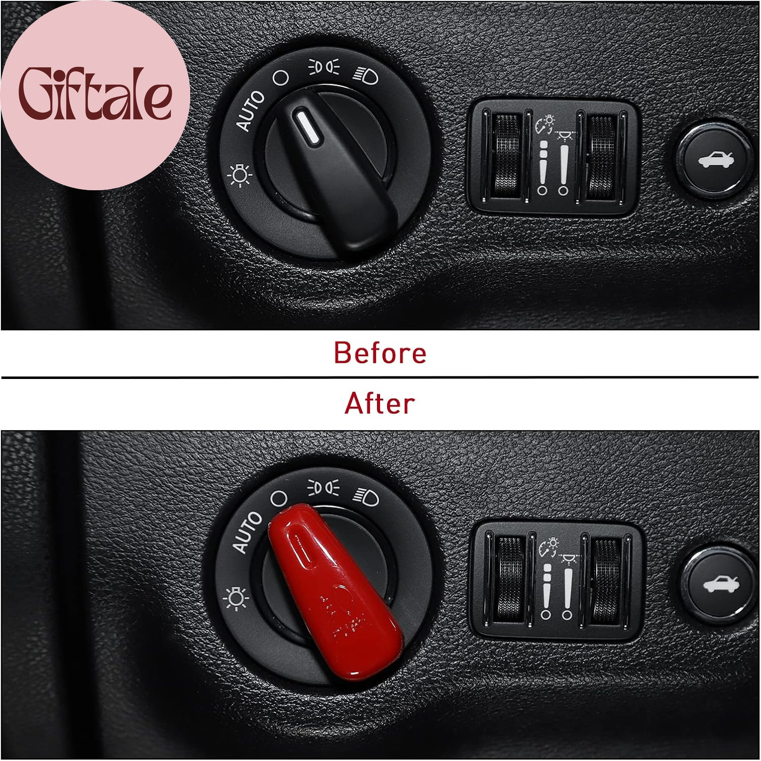 Headlight Control Switch Knob Cover Trim for 2015-2023 Dodge Challenger, for 201