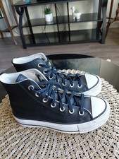 CONVERSE Chuck Taylor All Star Platform Leather J Black A02485C Sz 5