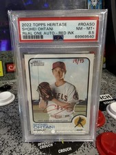 2022 Topps Heritage Shohei Ohtani #ROASO Real One Auto Red Ink /73 PSA 8.5 NM-MT