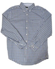Tommy Hilfiger Shirt Mens Large Blue Check Stretch Button Down Cotton Casual