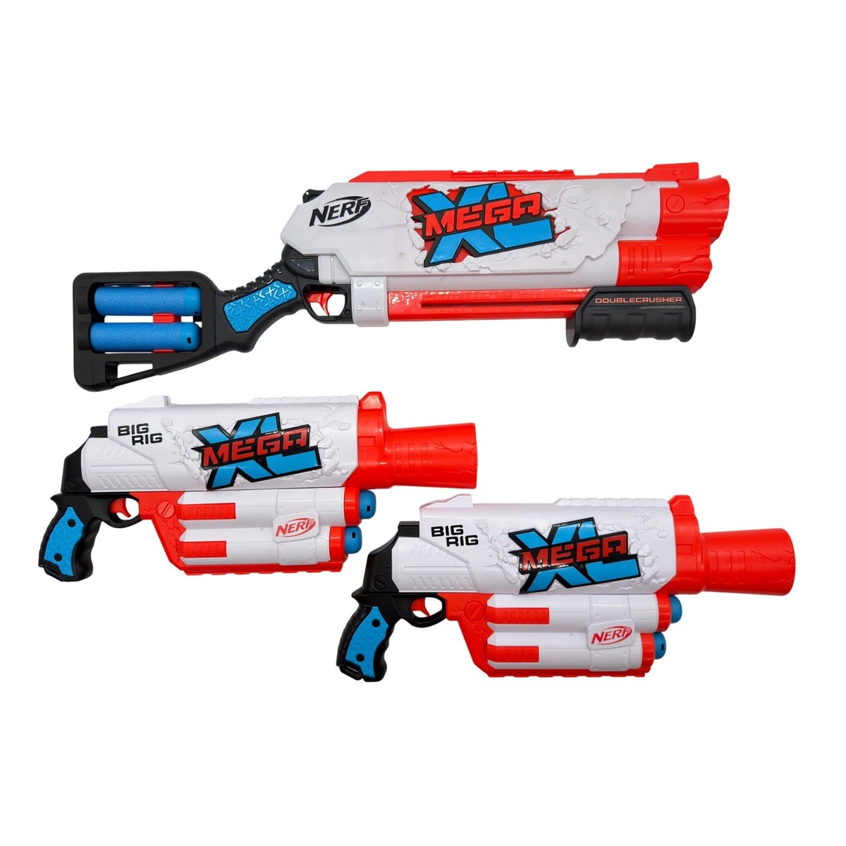 Nerf Mega XL Blaster Bundle Doublecrusher and Big Rig Outssoor Toy