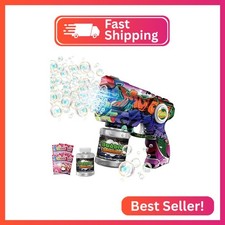 VORBLIX Bubble Gun for Kids with LED Lights, Leak-Proof, 10-Hole, Colorful