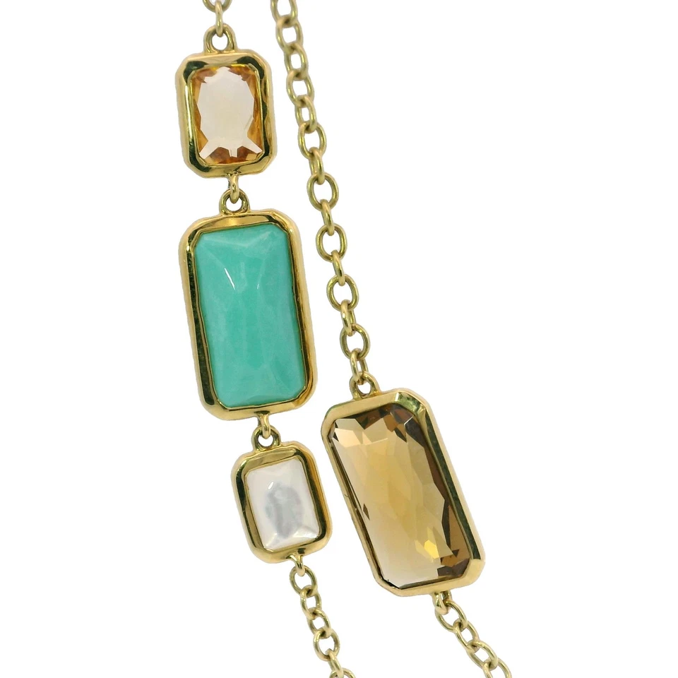 Colar em camadas Ippolita Rock Candy ouro amarelo 18K comprimento 40" várias pedras - Imagem 2 de 4