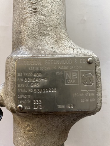 anderson greenwood relief valve 400 psi set pressure