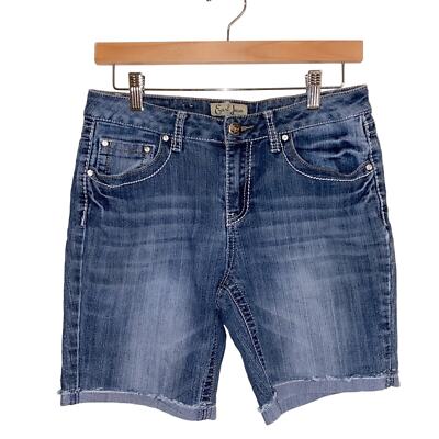 Earl Jeans Distressed Cutoff Stretch Denim Shorts Size