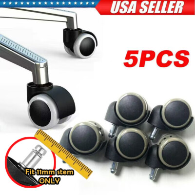 Set of 5 Office Chair Caster Wheels 2'' Pu Swivel Wheels Replacement Roller