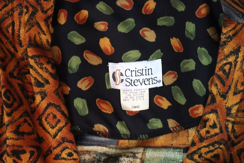VTG CRISTIN STEVENS BLAZER/KIMONA MULTI COLOR LONG SLEEVE SIZE LARGE - Picture 7 of 7