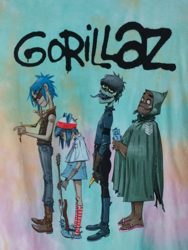 Men's Gorillaz Band Rock Hip Hop Multi-Color Tie Dye Short Sleeve T-shirt L NWT - Picture 2 of 3