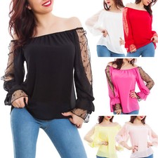 Blusa donna top maniche pizzo trasparente scollo gitana elegante sexy AS-1725