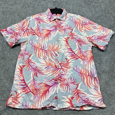 Tommy Bahama Hawaiian Shirt Mens Medium Alta Vista Fronds Beach Vacation Aloha