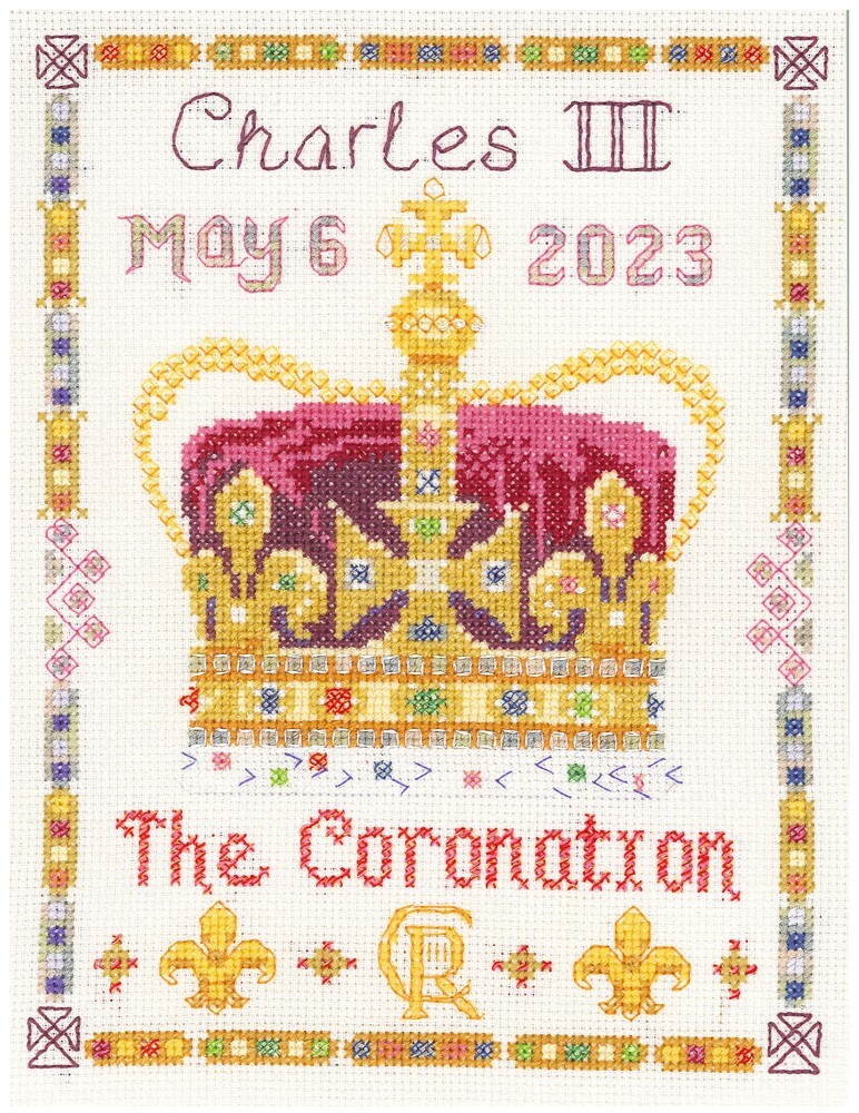 Charles Coronation sampler - Cross Stitch Kit on 14 ivory aida with colour chart
