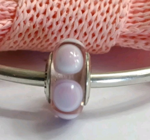 Genuine Pandora Pink Spot Stepping Stones Murano Charm ALE 925 #790911 - Picture 2 of 5