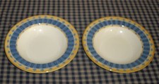 Mikasa Granada Blue 9 3/8" Rimmed Soup Chowder Bowls set of 2 Laurie Gates CA007