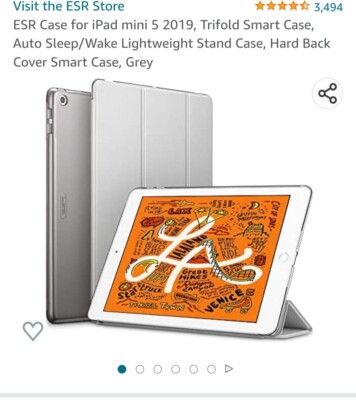 ESR iPad Mini 5. 2019 dreifach faltbarer automatischer Schlaf-/Wachständer Smart Case hellgrau