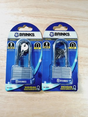 BRINKS 172-42001 40 mm LAMINATED STEEL PADLOCK WITH 2-1/2''  SHACKLE. Lot of 2.
