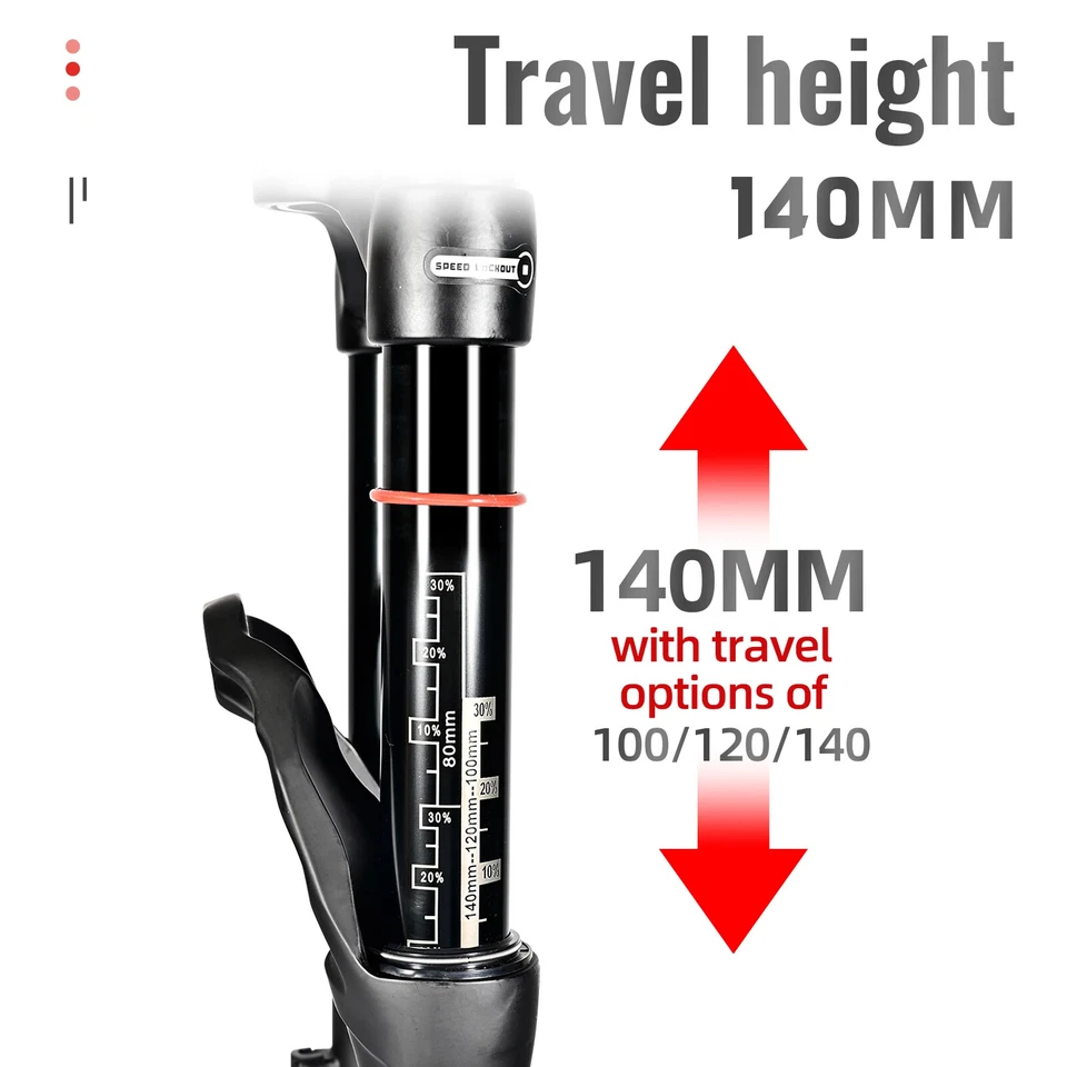 Youth/Kids' Mountain Bike Shock suspension Fork 20 24 inch 100/120/140mm travel - Image 3 of 4