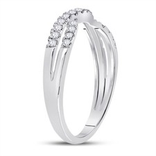 14kt White Gold Womens Round Diamond Ring Contour Enhancer Wedding Band 1/4