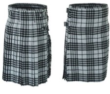 Men's 8 Yard Deluxe Scottish Tartan Highland Wedding Kilt Grey wash