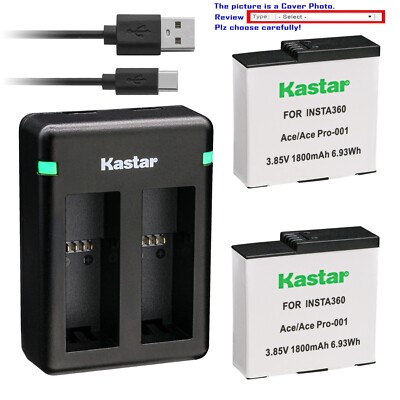 Kastar Battery Dual Charger for Insta360 Ace/Ace Pro Accessories Action Camera