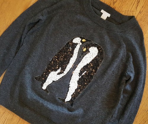 Small sequin penguins xmas jumper day 