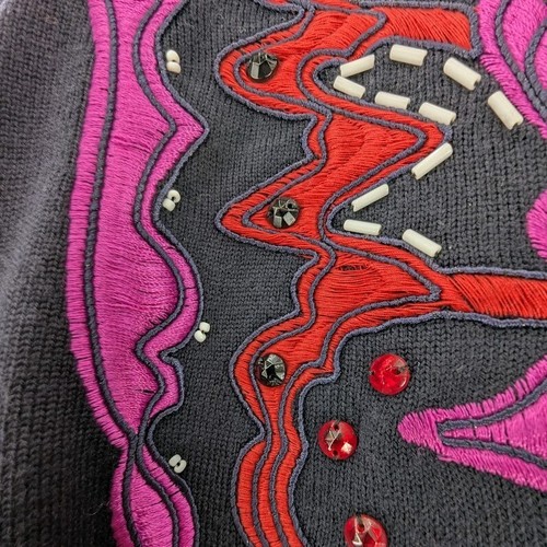 ESCADA Margaretha Ley Pullover schwarz Schmetterling Stickerei Vintage 80er Damen Gr. 38 - Bild 4 von 8