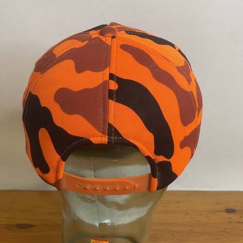 Vintage YA Orange Camo Hat Cap Snapback Trucker Hat Hunting - Picture 3 of 9
