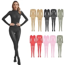 Women's Nylon Silky Bodystocking One Piece Stretchy Bodysuits Tights Jumpsuit
