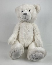 FAO Schwarz White Teddy Bear Plush Silver Sitting Soft 13" Excellent Condition