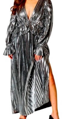 NWT Buddy Love Evie Metallic Maxi Dress Disco Ball Silver Size XS $140 |  eBay