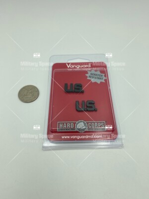 Genuine U.S. ARMY OFFICER COLLAR DEVICE: U.S. LETTERS - BLACK METAL    PAIR