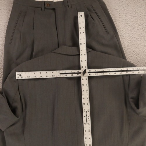 Ermenegildo Zegna Suit M Gray Blue Pinstripe Hopsack Marled 100% Wool 40R 32x28 - Picture 15 of 24