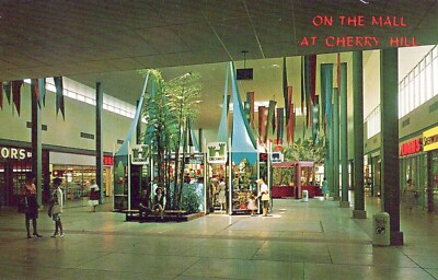 Cherry Hill New Jersey Market Court Kiosks Shopping Center Mall Postcard 