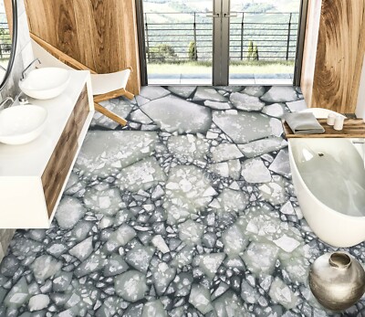 3D Gray Stone PKE1327 Floor WallPaper Murals Wallpaper Mural Print Bea