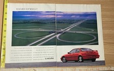 Publicité publicitaire imprimée Acura Integra Red Cars 1992 2 pg. Autoroute à feuilles de trèfle