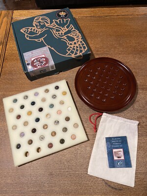 Authentic Models Marble Solitaire Game Wood AM Collectible Board Game ...