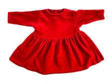 Red Velour Baby Infant Girl Dress Sz 6 - 9 mo Winter Party Fancy VTG